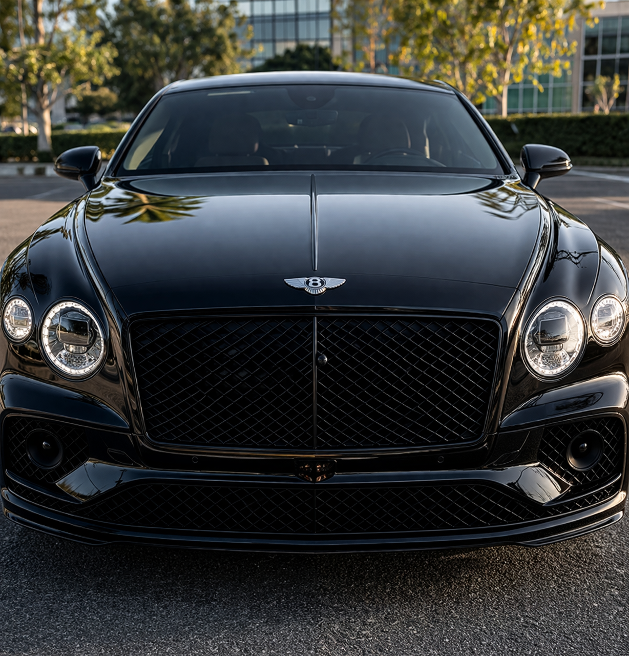 Executive exterior detail — black Bentley Continental