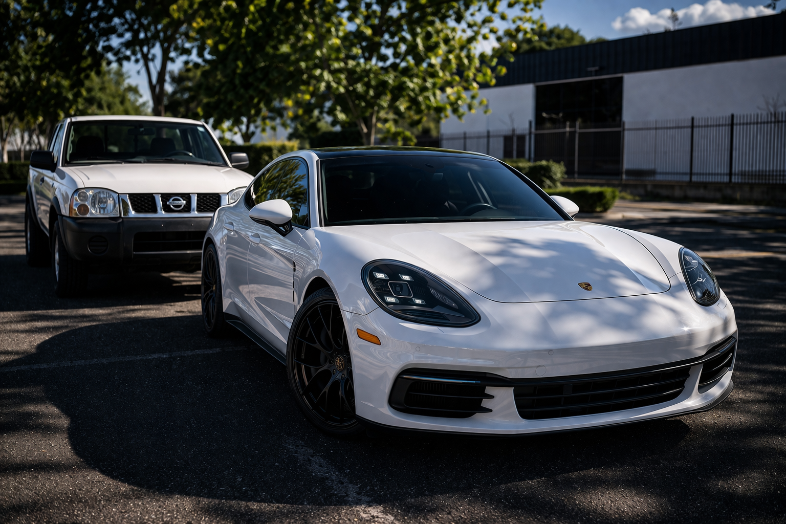 Express full detail — white Porsche Panamera